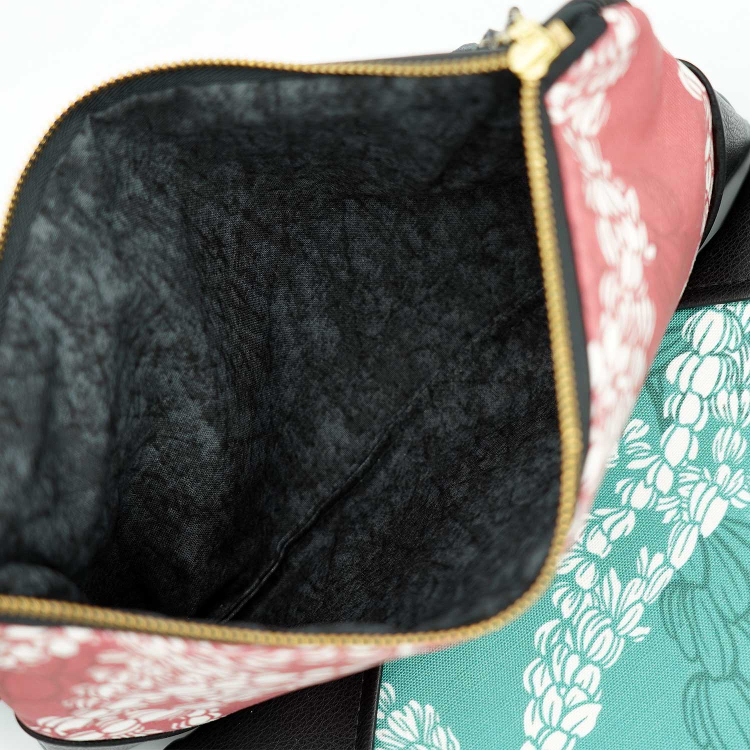 Large Canvas & Vegan Leather Clutch with Strap - Peacock