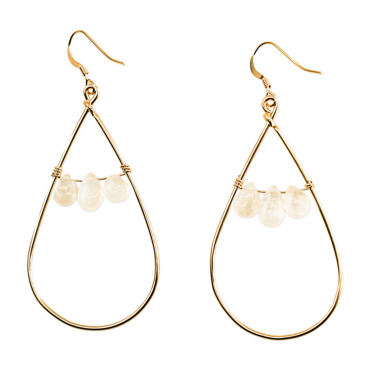 Genuine Moonstone 14k Gold Earrings