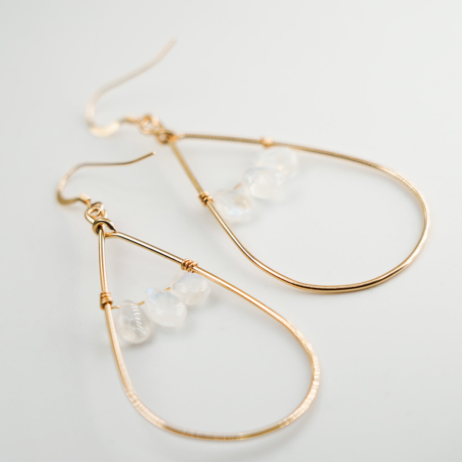 Genuine Moonstone 14k Gold Earrings