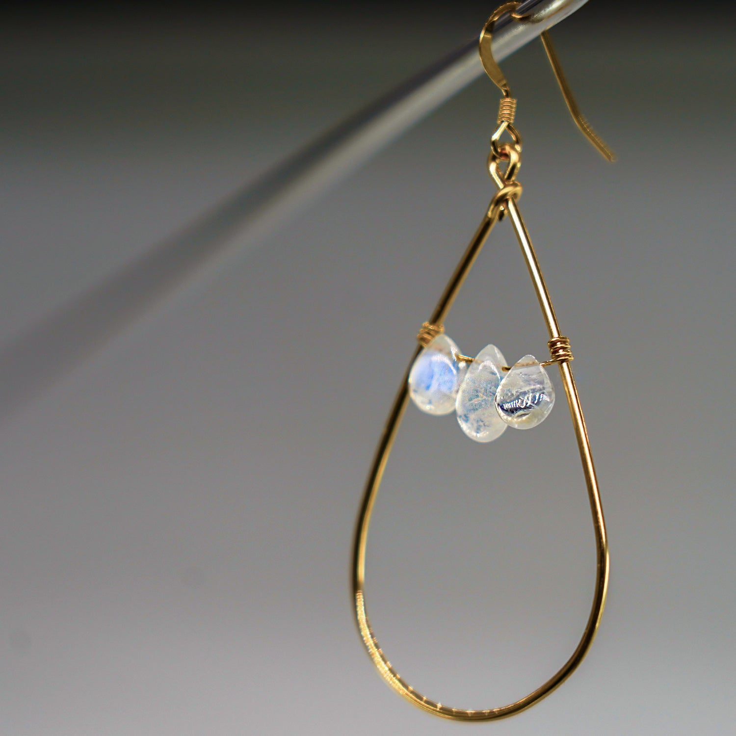 Genuine Moonstone 14k Gold Earrings