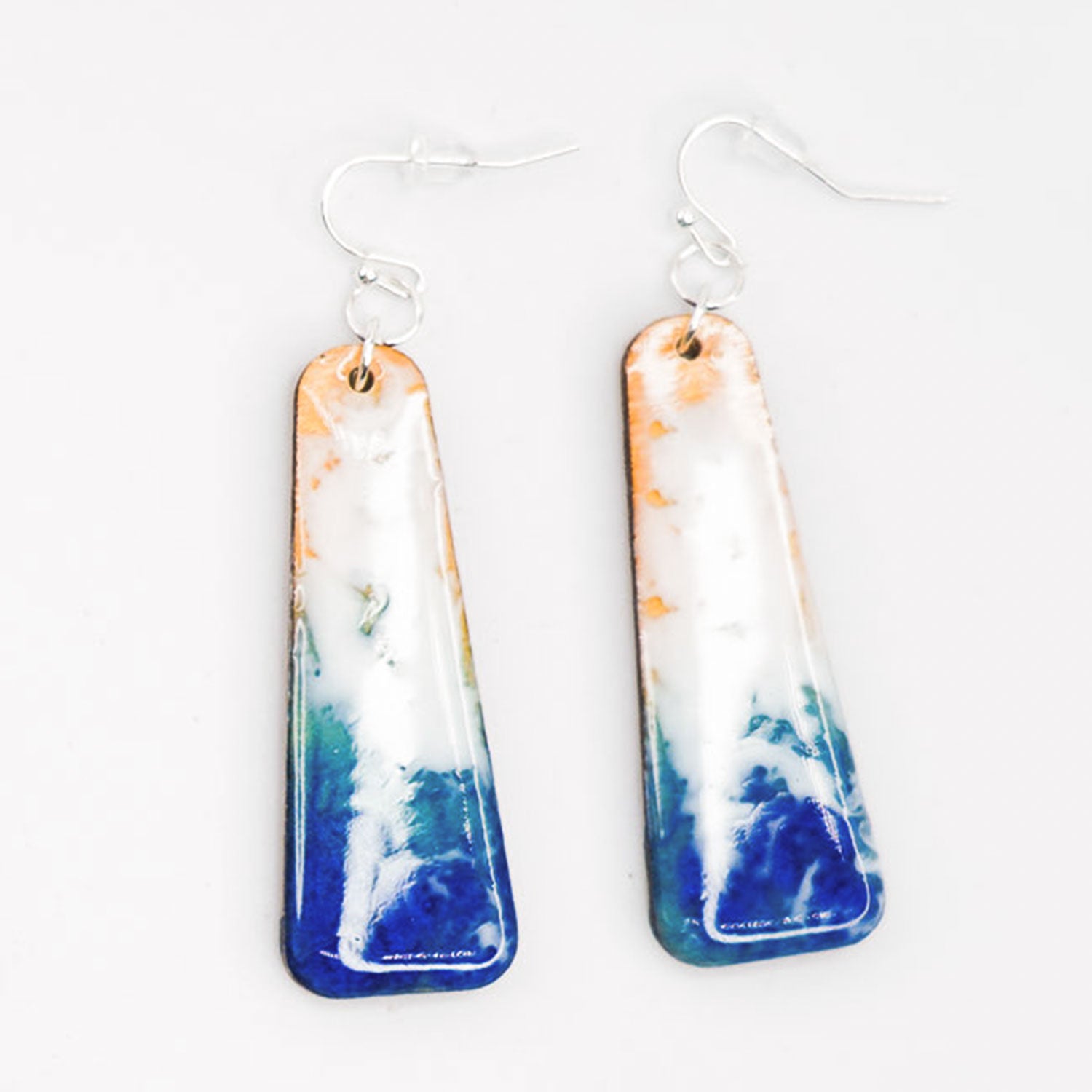 Ocean Resin & Gold Hook Slab Earrings