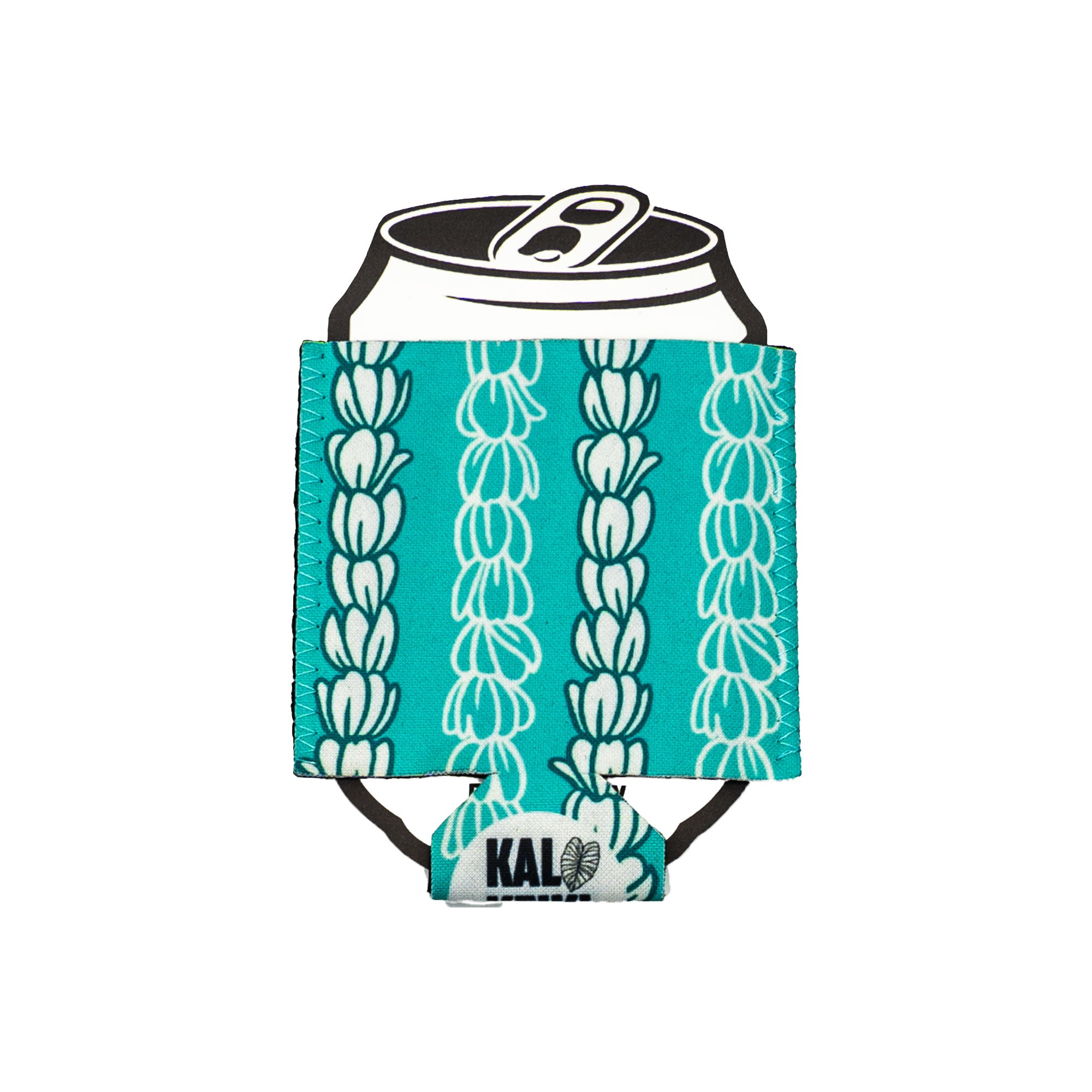 Standard 12oz Can Coozie - Teal Pikake