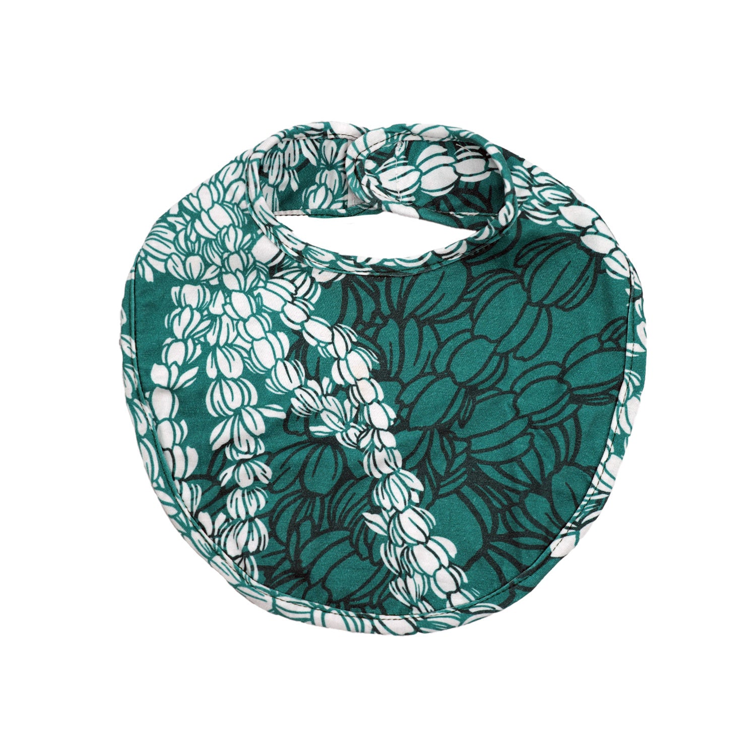Baby Bib Modal Fabric & Velcro Lei Pīkake Print - Peacock
