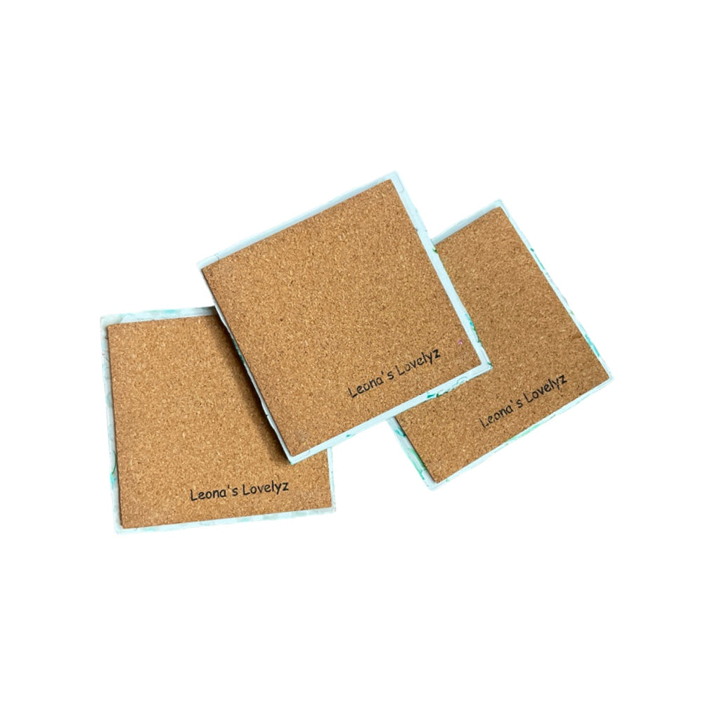 Green Anthurium Ceramic Coaster Set