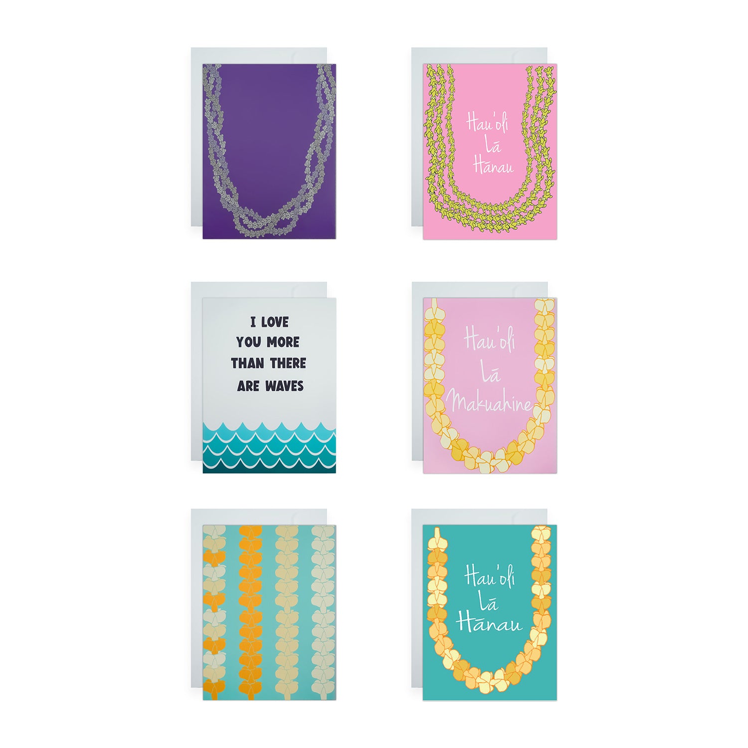 Purple Crown Flower Lei Birthday Card + Envelope