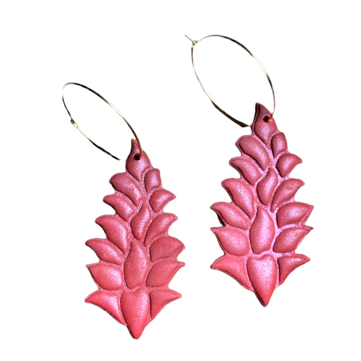 ʻAwapuhi ʻUlaʻUla Red Ginger Clay Earrings