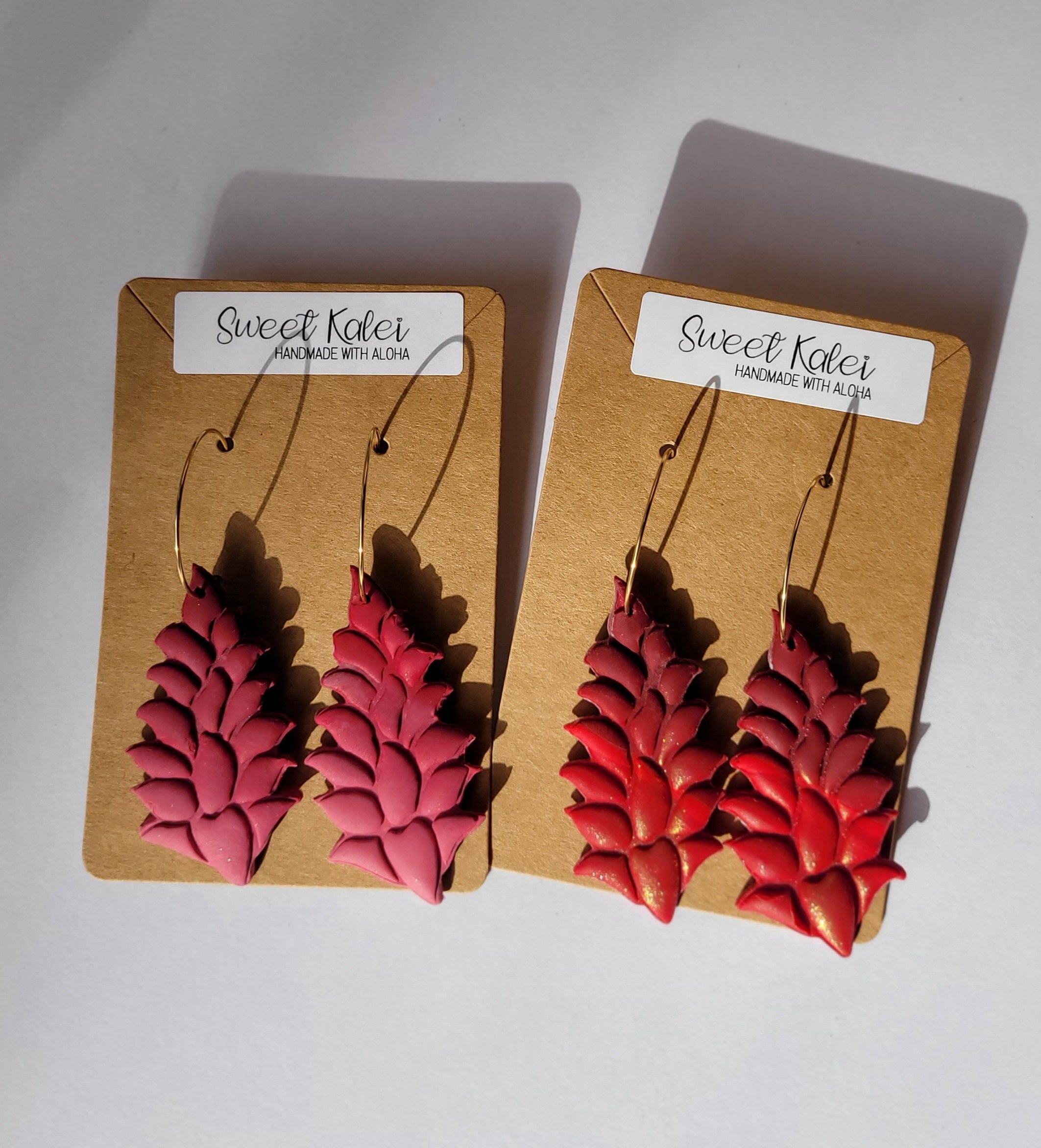 ʻAwapuhi ʻUlaʻUla Red Ginger Clay Earrings