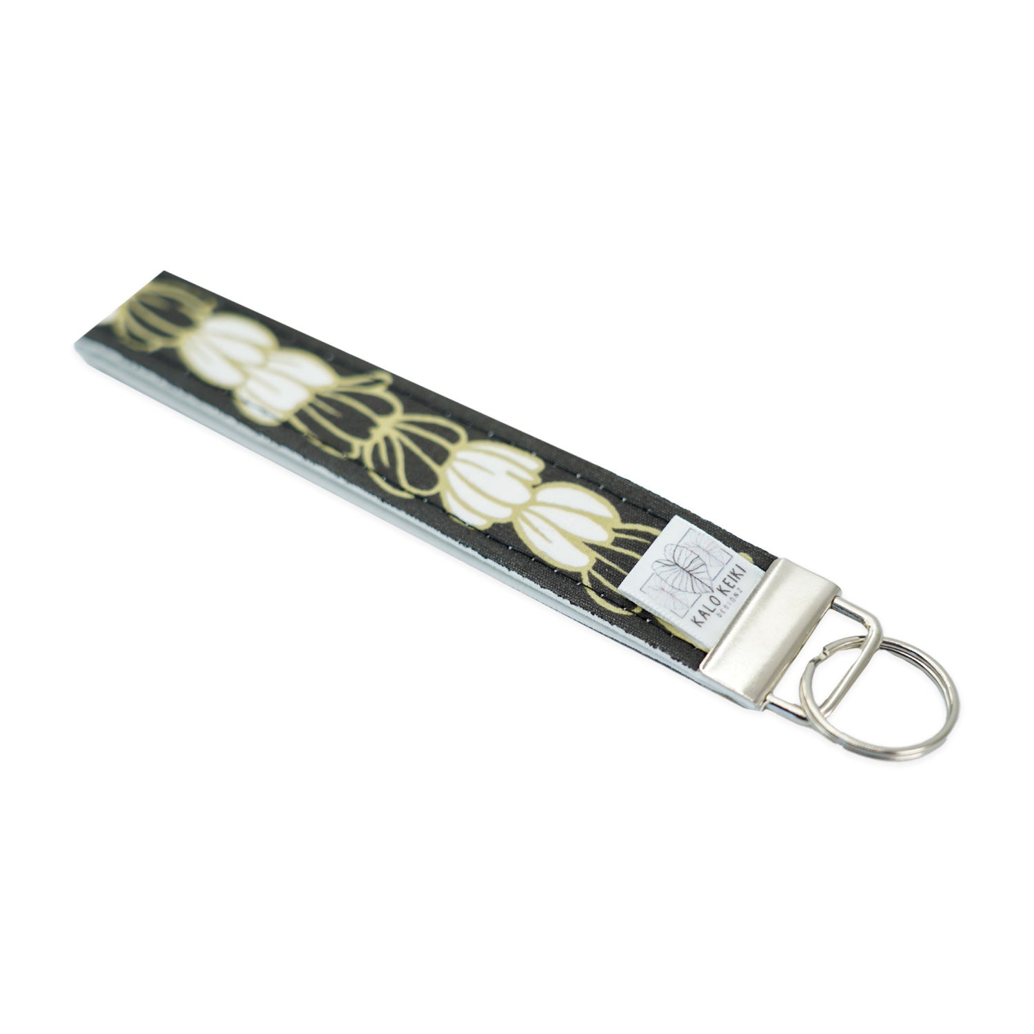 Heavy Duty Handstitched 6" Black Pīkake Print Keychain