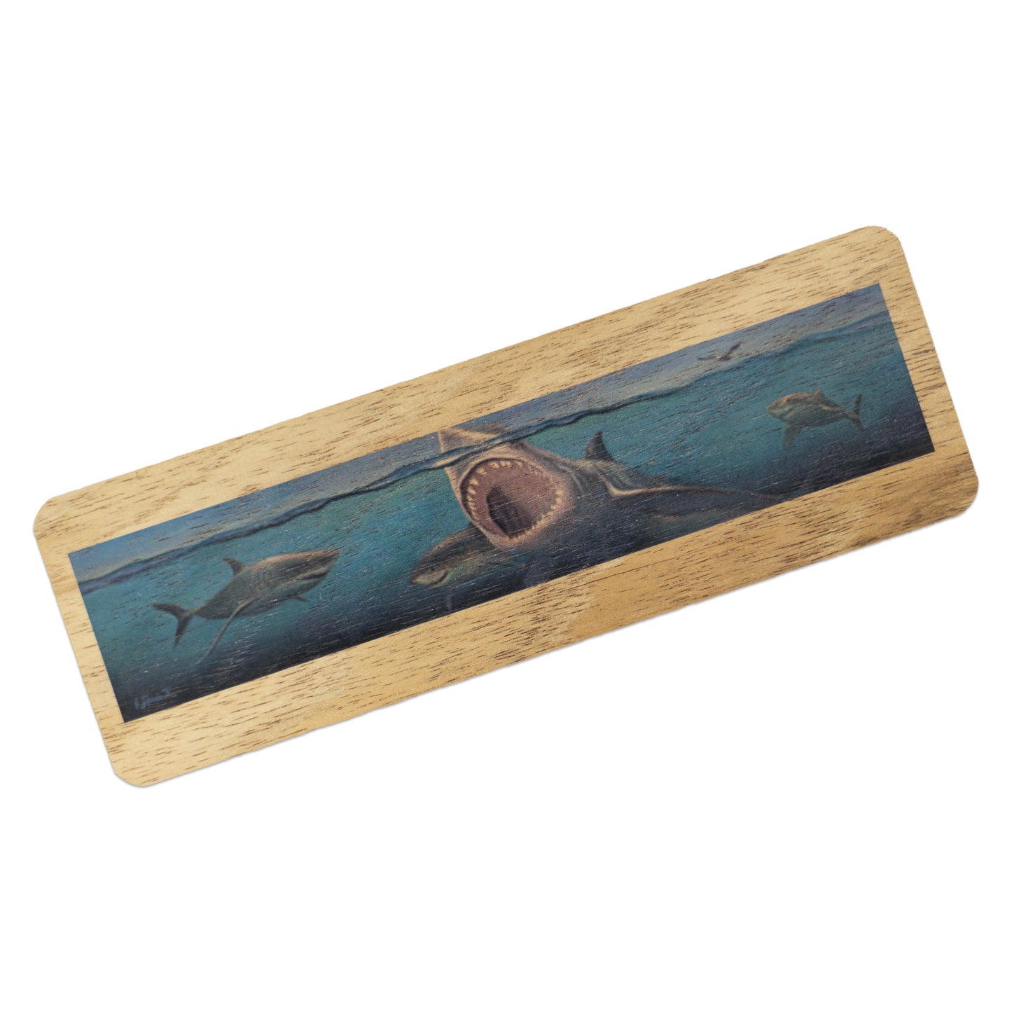 Koa Wood Bookmark - Shark Attack - Made in Hawaiʻi