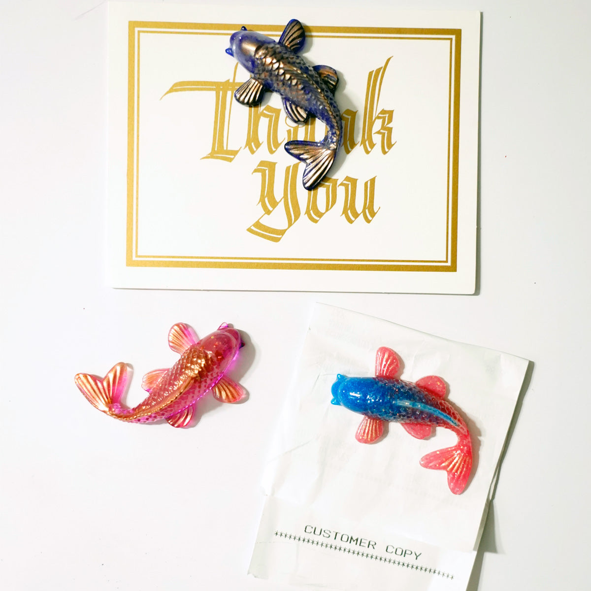 Lucky Koi Handmade resin Fridge Magnets - Bubblegum