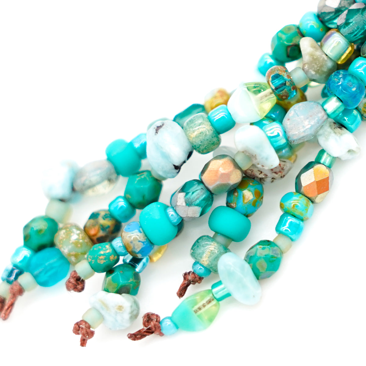 Copper Dangle Earrings with Blue Larimar & Czech Glass Beads
