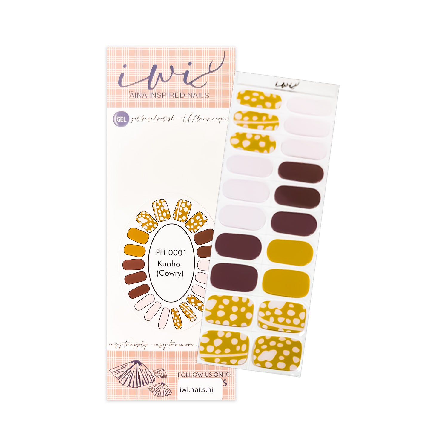 Long-Lasting Gel Nail Strips - ʻĀina Inspired Cowry Shell Design