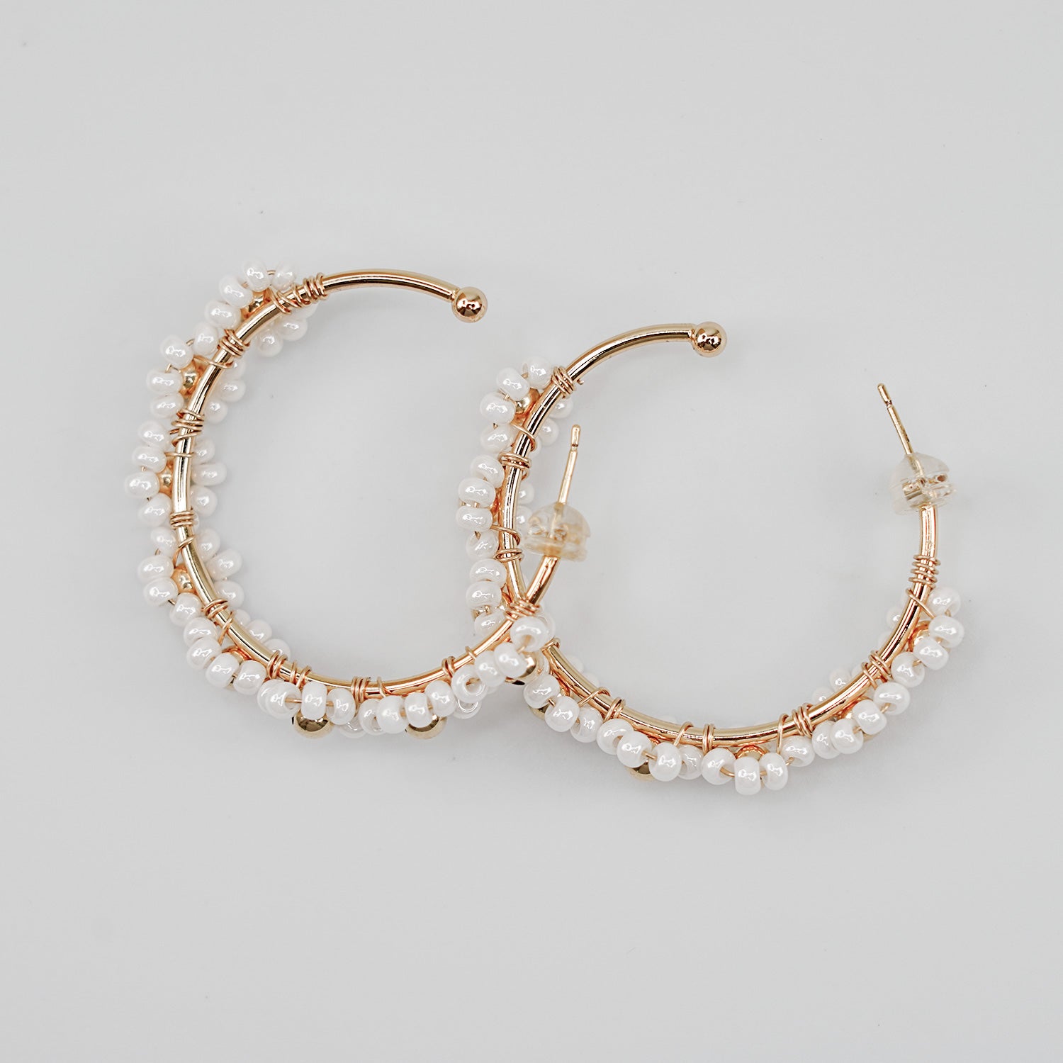 Delicate Glass Daisy 14k Gold Filled Hoop Earrings