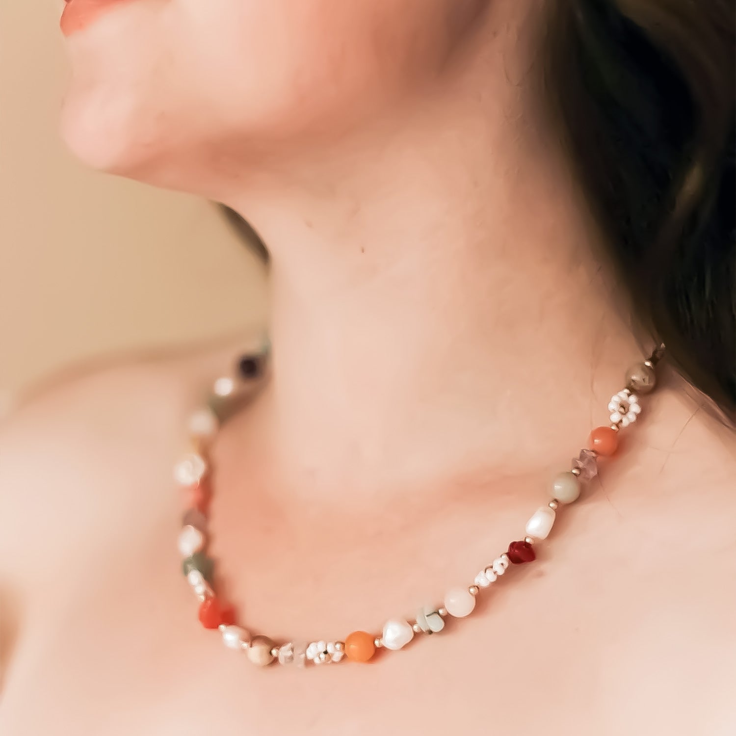 Eclectic Pearl, Gemstone, Glass 14k Gold Filled 16" Necklace