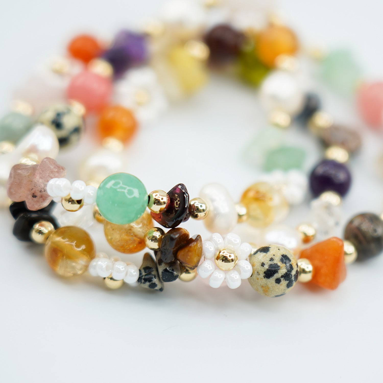 Eclectic Pearl, Gemstone, Glass 14k Gold Filled 7" Bracelet