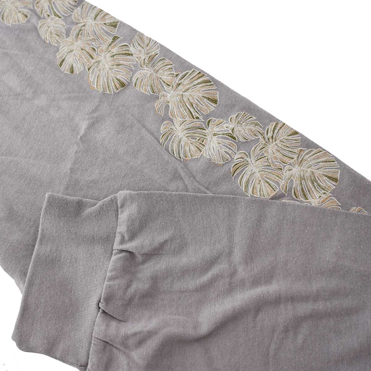 Pohoiki Monstera Print Cotton Longsleeve - Gray
