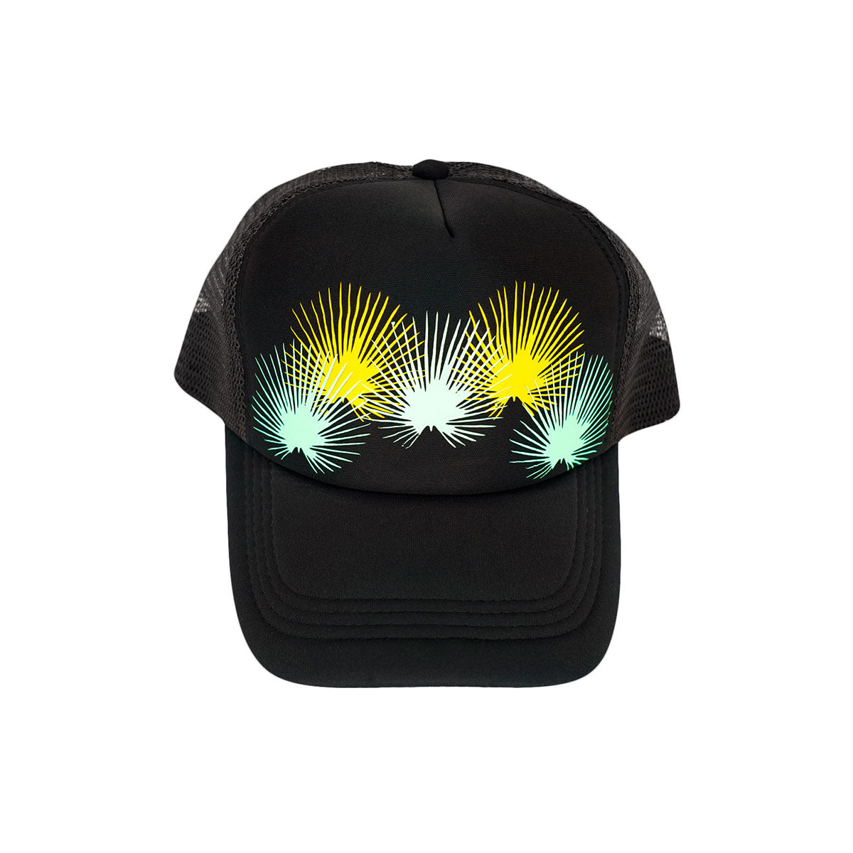 Kūlia Summer Vibes Black Trucker Hat - Yellow & Mint Green