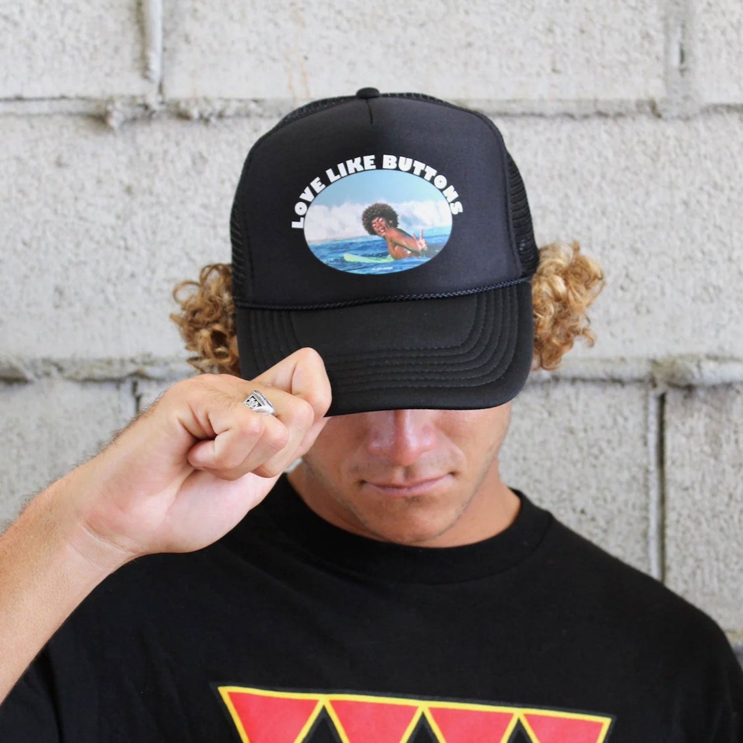 "Love Like Buttons" Black Trucker Hat