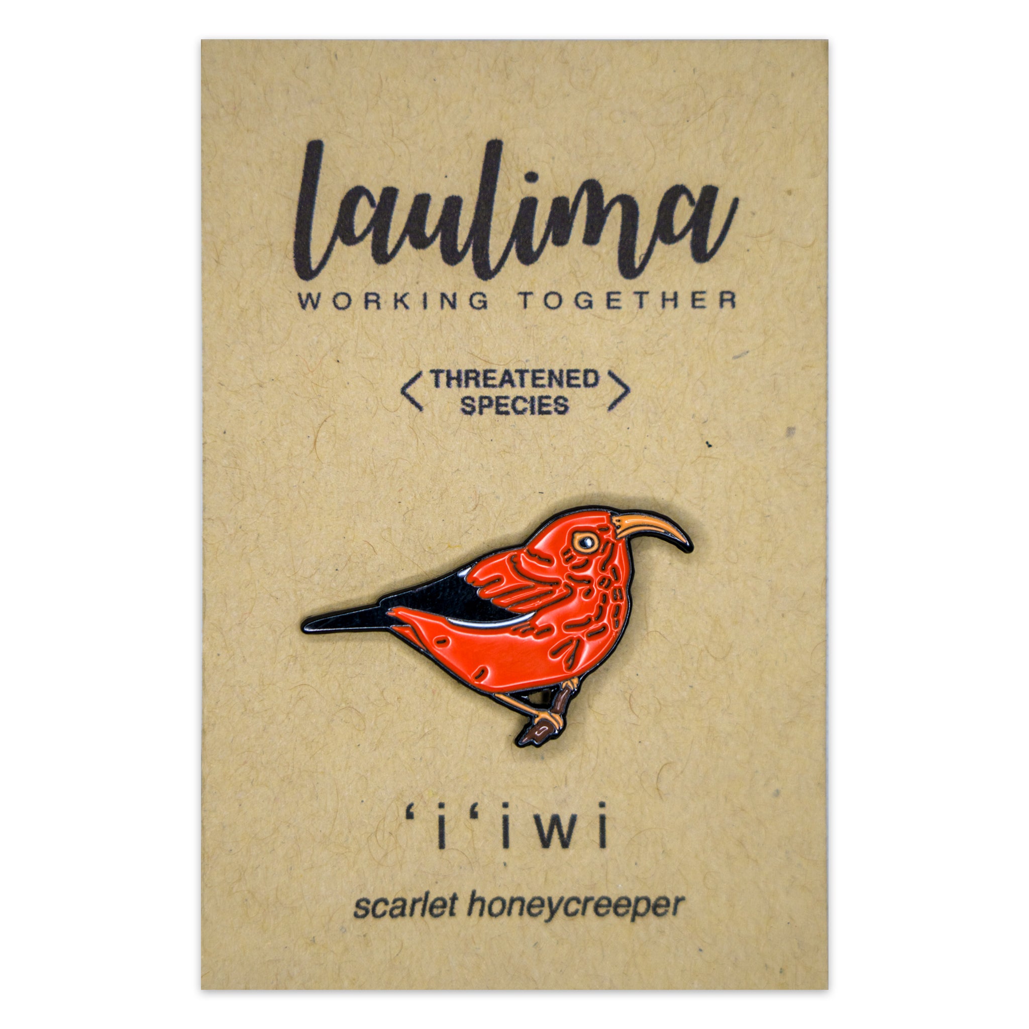 Native Hawaiian ʻIʻiwi Endangered Honeycreeper Black Enamel Pin