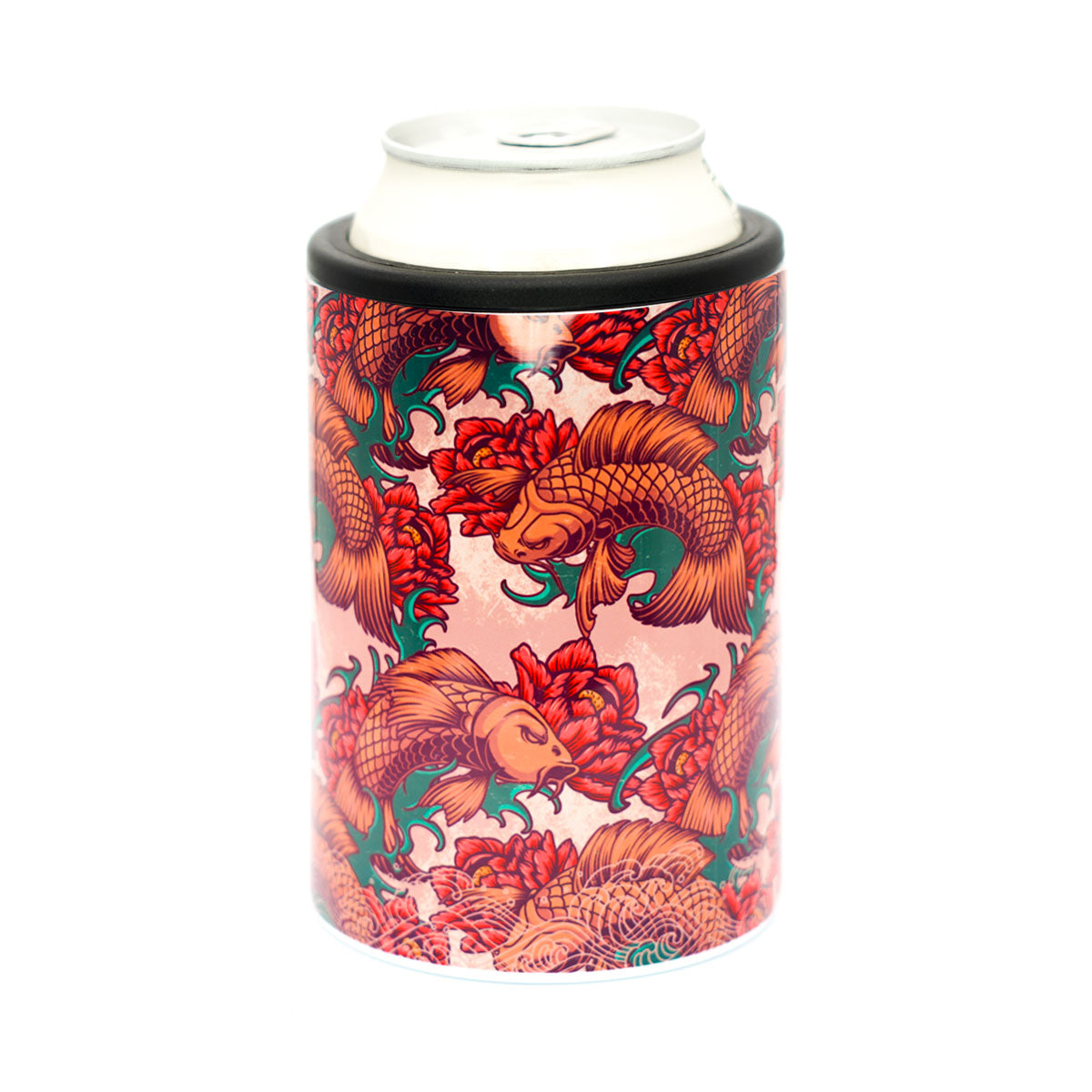 12oz Handmade Double-Wall Can Cooler - Koi Lotus