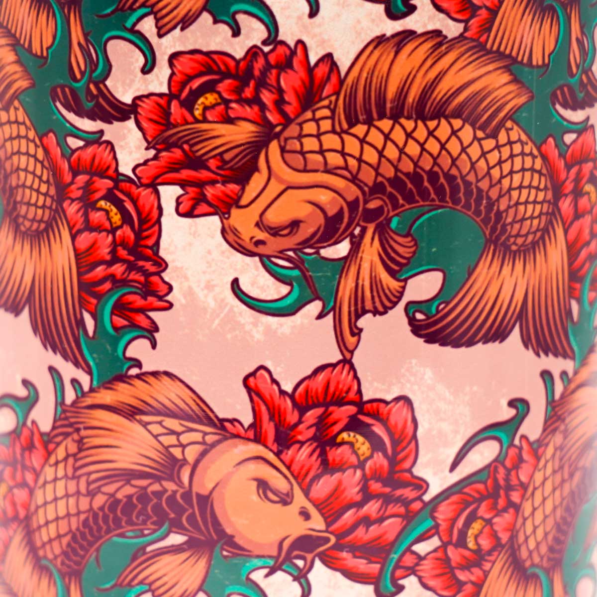 12oz Handmade Double-Wall Can Cooler - Koi Lotus
