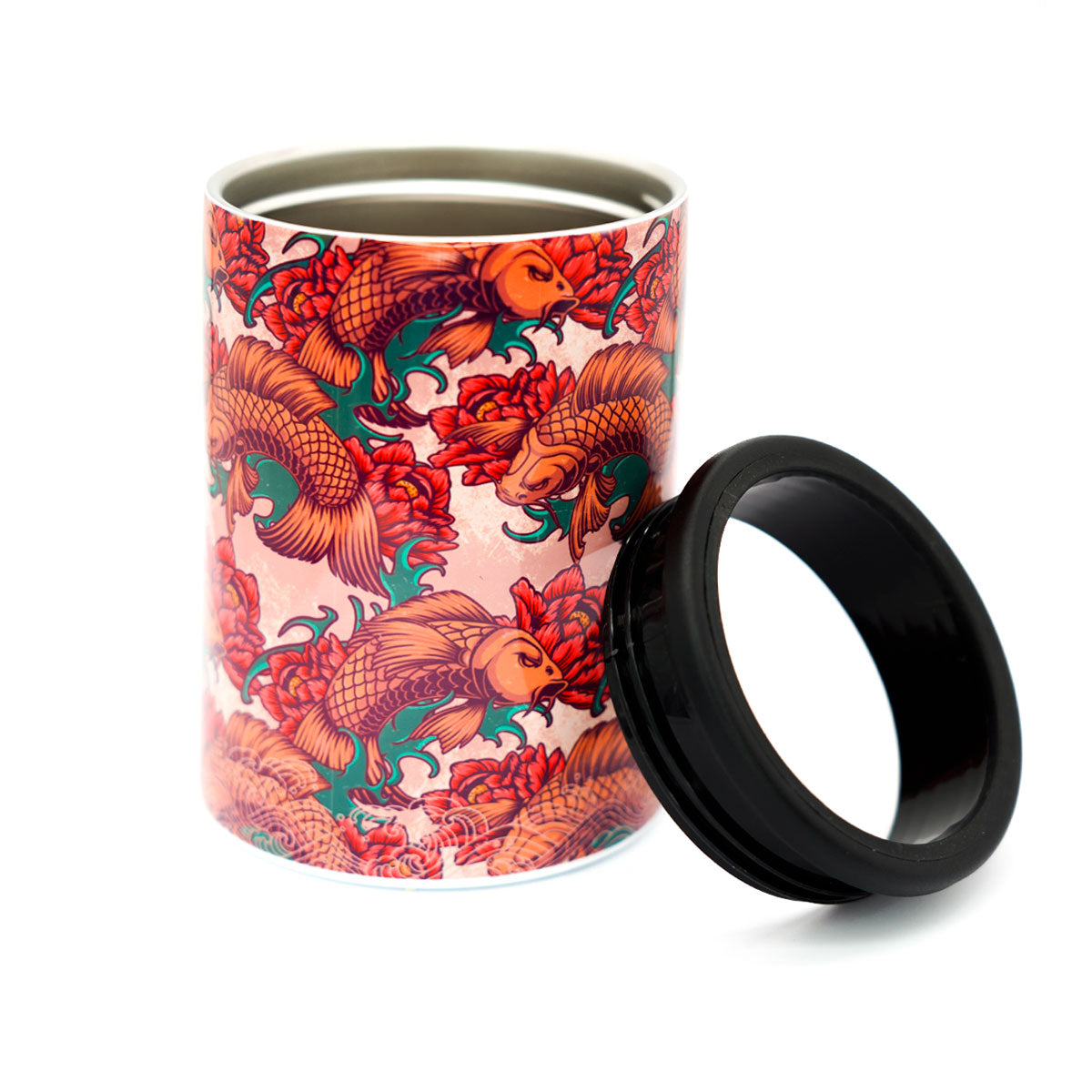 12oz Handmade Double-Wall Can Cooler - Koi Lotus