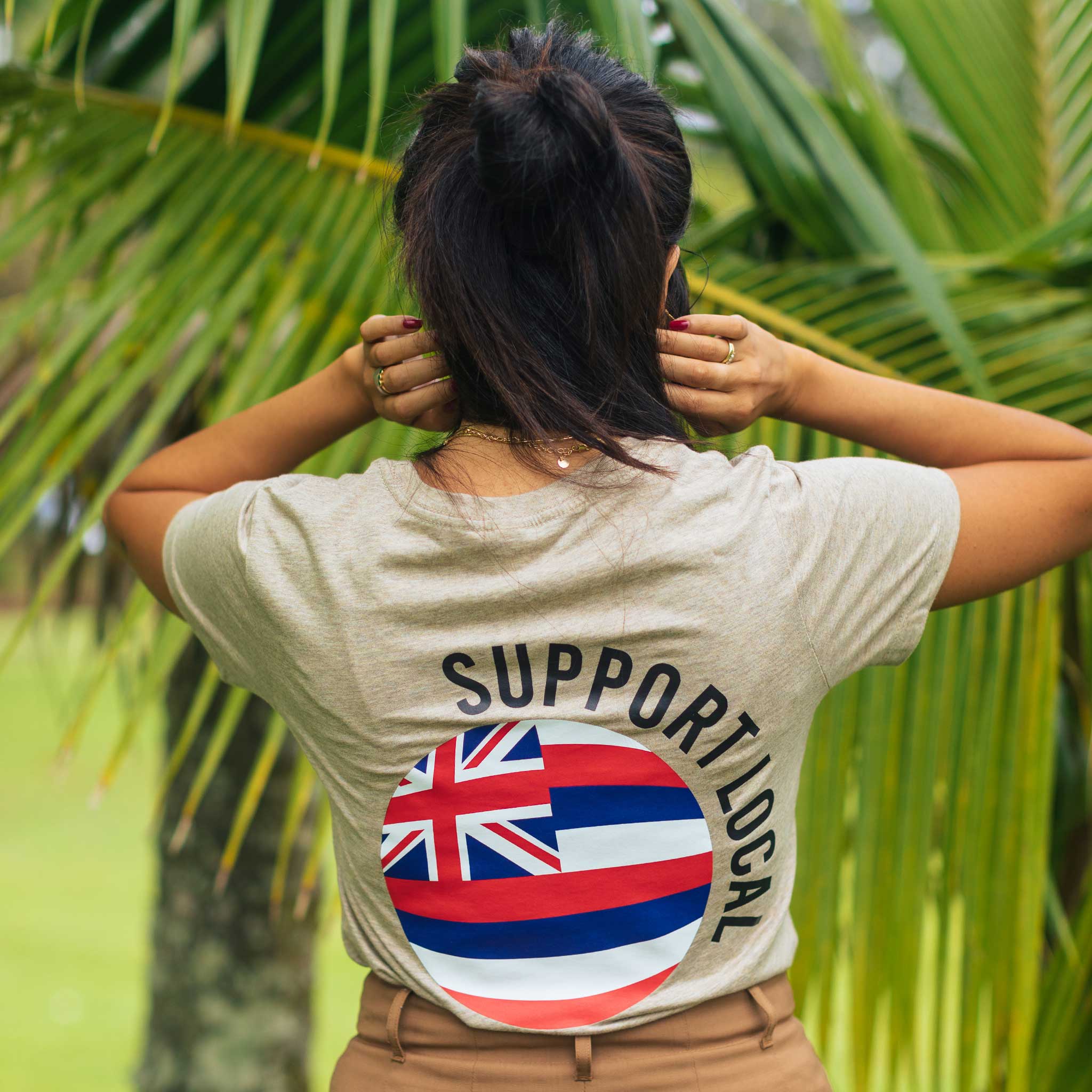 Support Local Combed Cotton Women's T-Shirt - Latte
