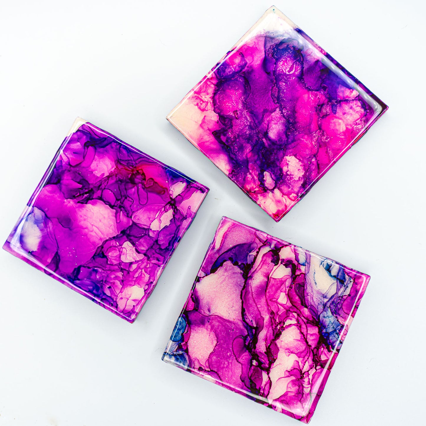 Hand-Painted Original Art Glossy Ceramic Coaster Set "Haze"