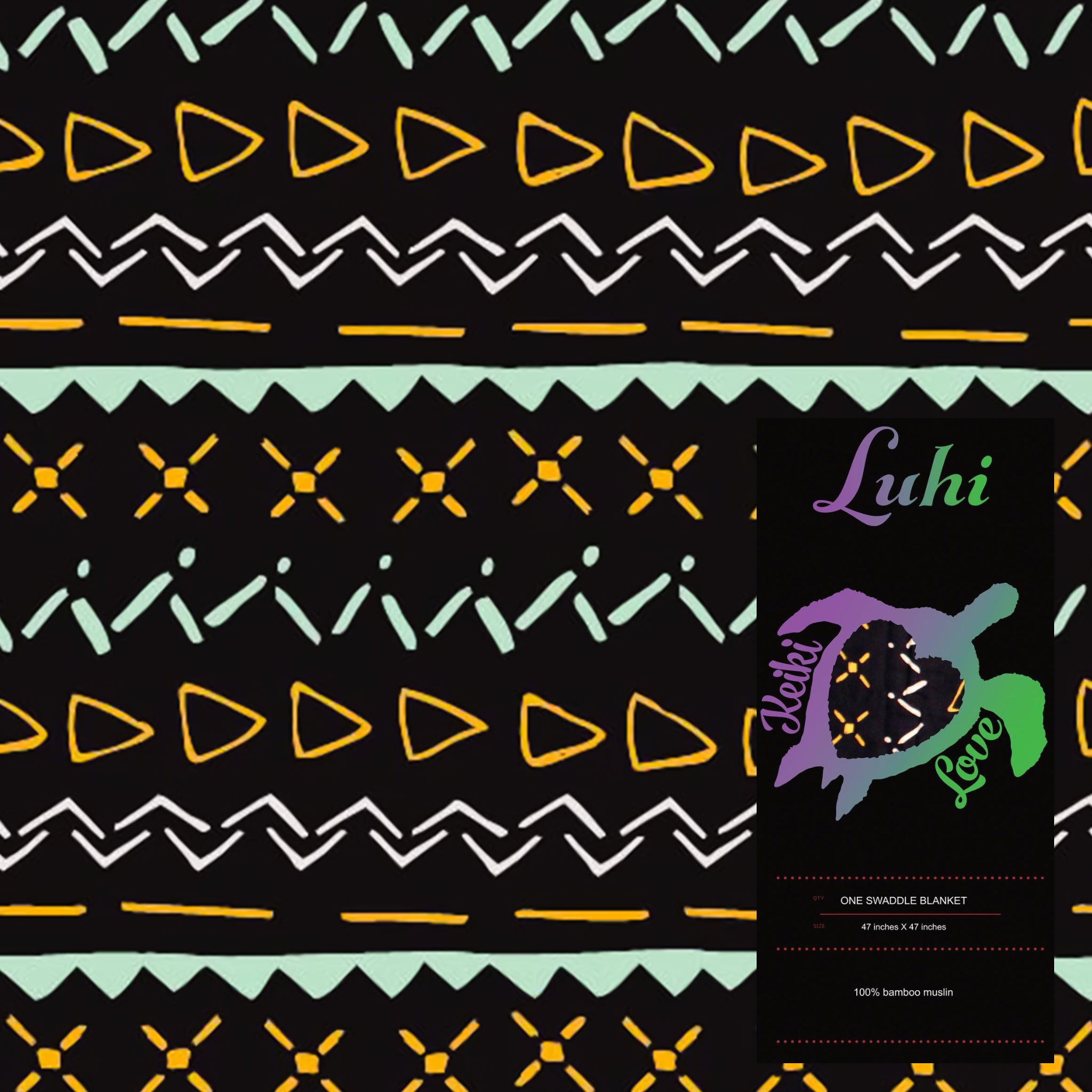 Bamboo Muslin 47" Luhi Print Signature Swaddle Blanket