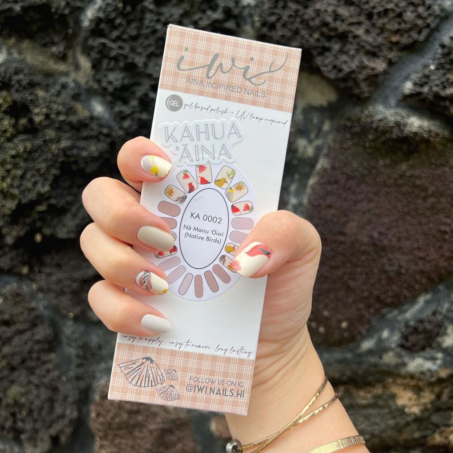 Long-Lasting Gel Nail Strips - ʻĀina Inspired Native Birds Design