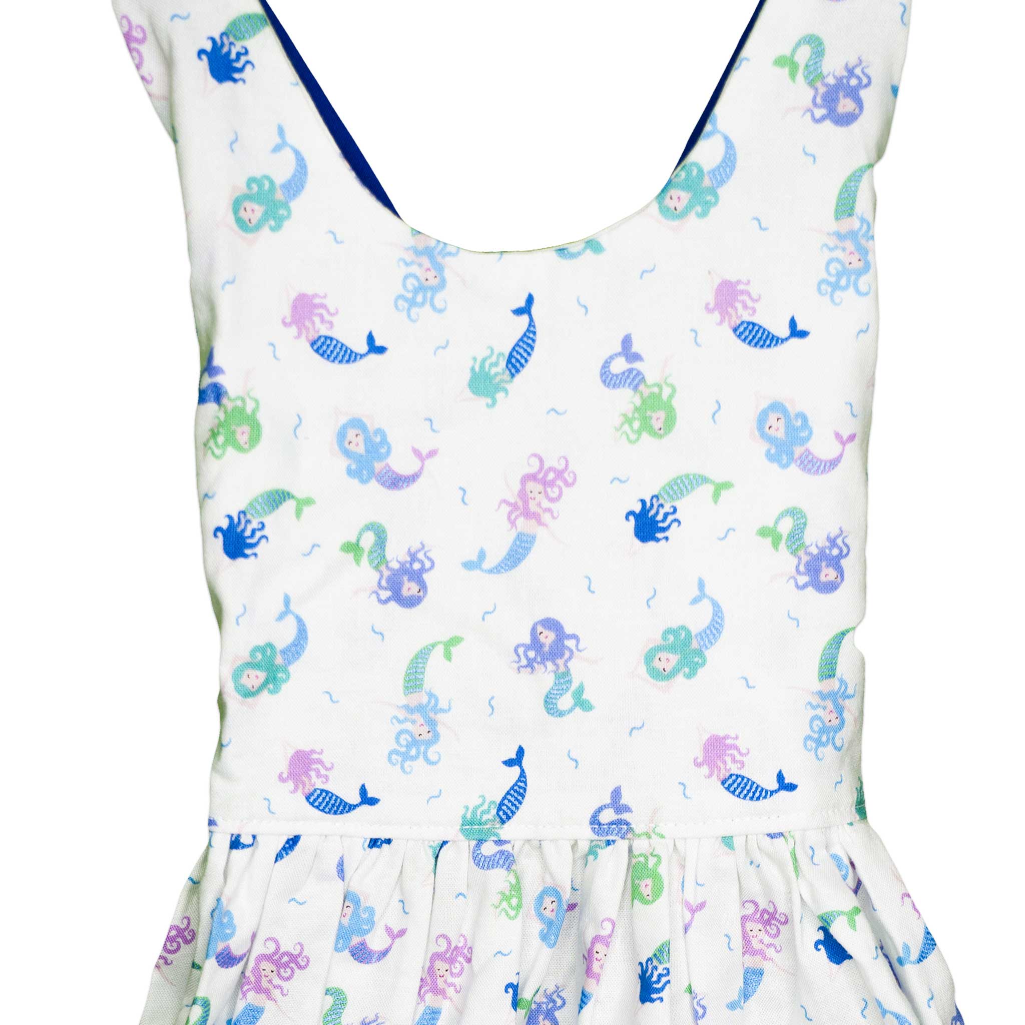 Mermaid Print Crisscross Tie Back Elastic Handmade Dress