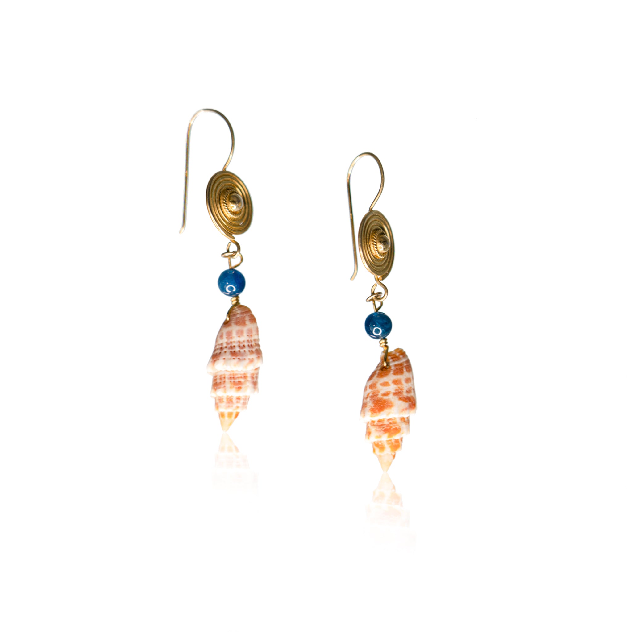Miter Shell Gold Vermeil Swirl Earrings