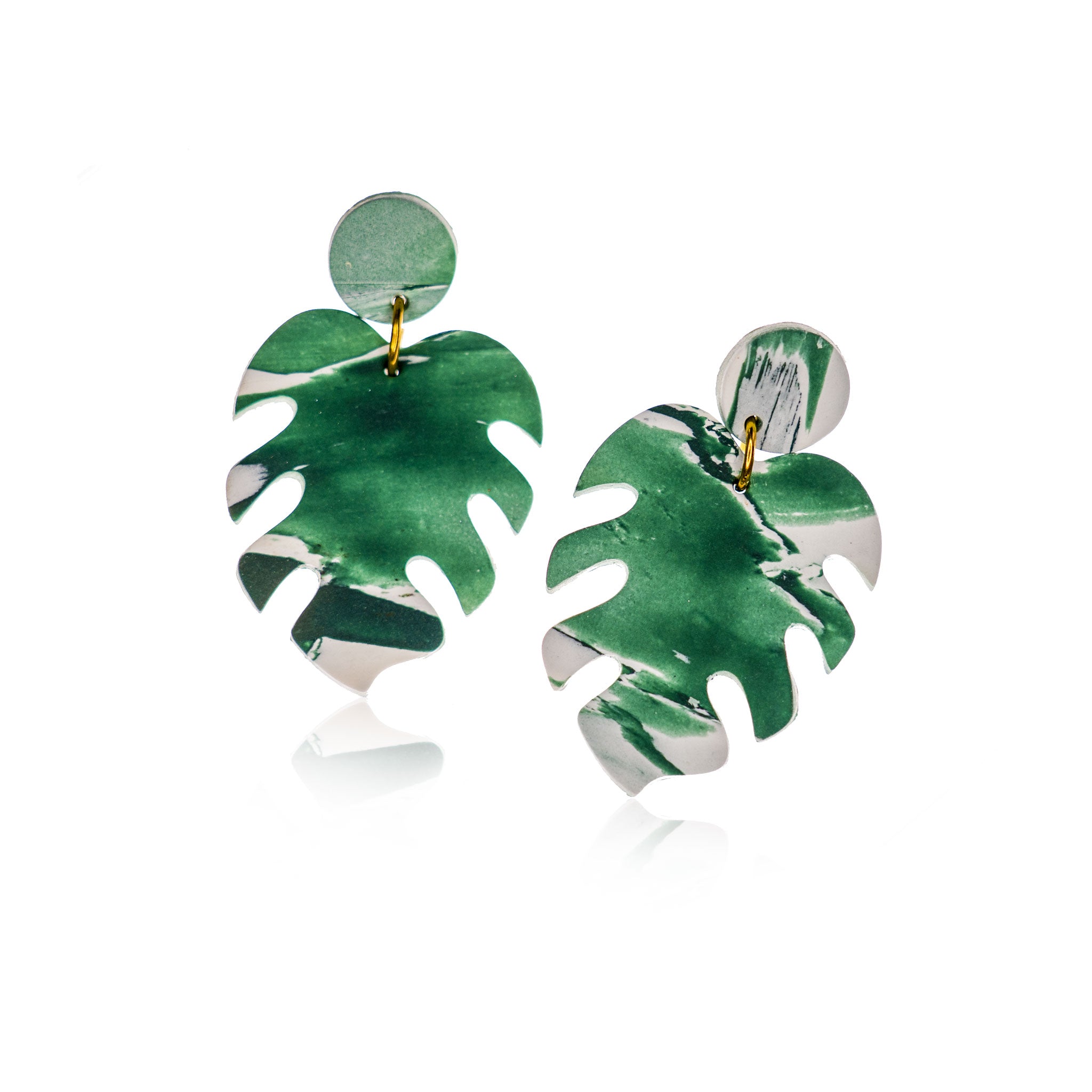 monstera plant earrings Handmade Polymer Clay Monstera Earrings