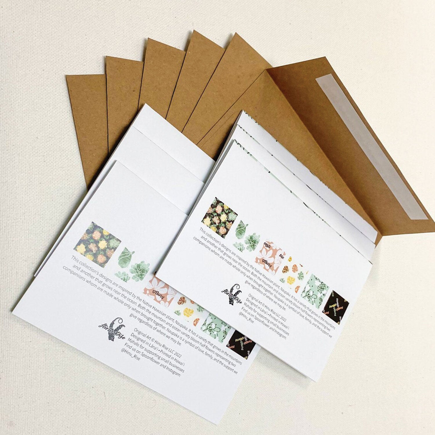 Hawaiian Greeting Cards 4"x6" 6 Pack - Naupaka Mahalo Green