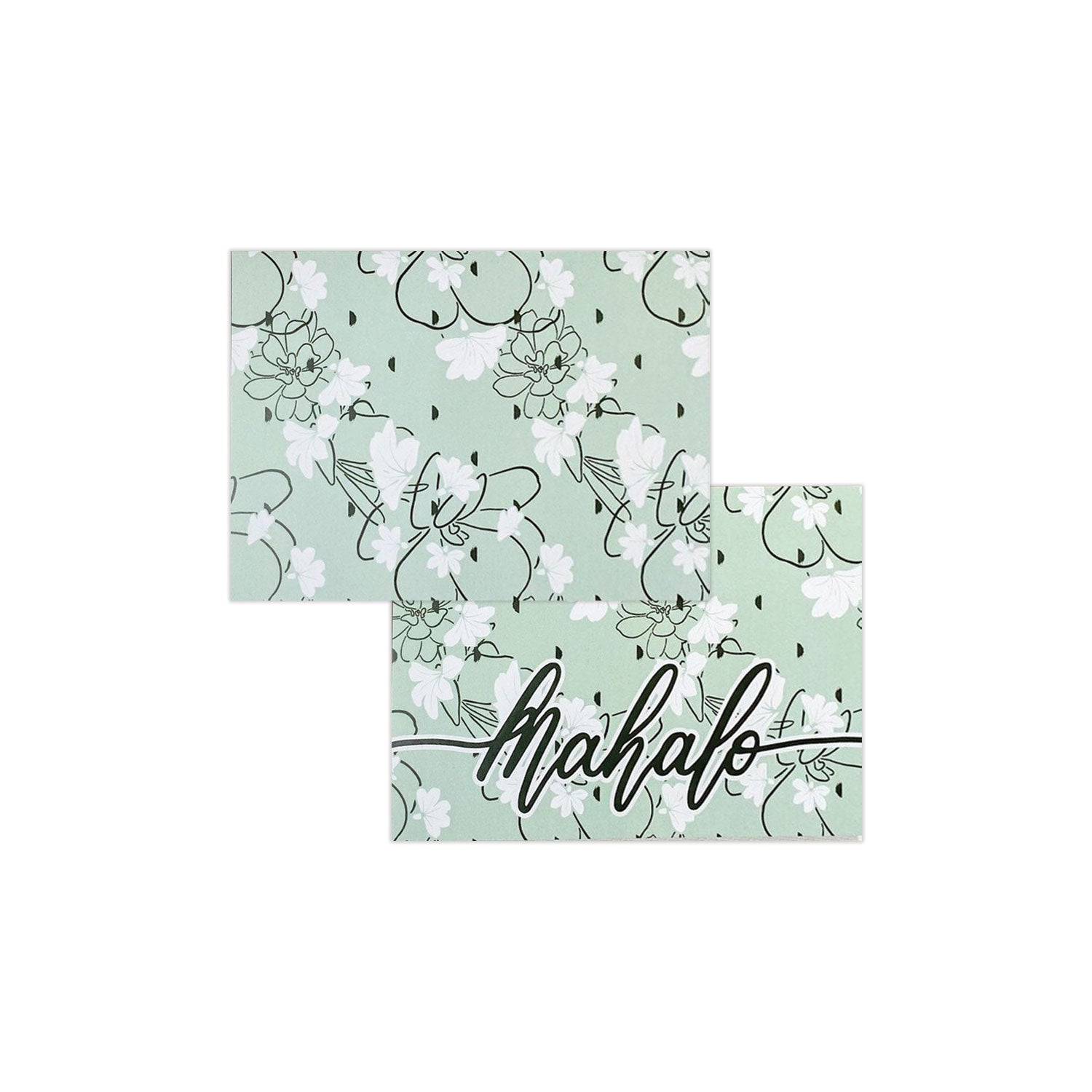 Hawaiian Greeting Cards 4"x6" 6 Pack - Naupaka Mahalo Green