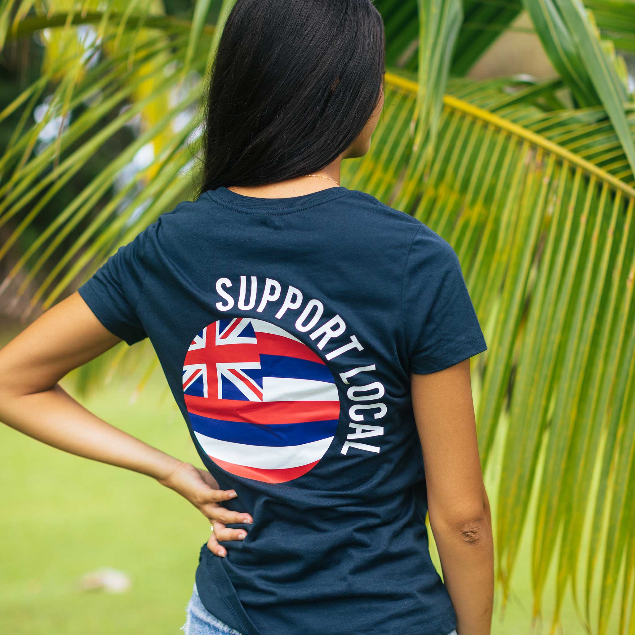 Support Local Combed Ring Spun Cotton Women's T-Shirt - Navy