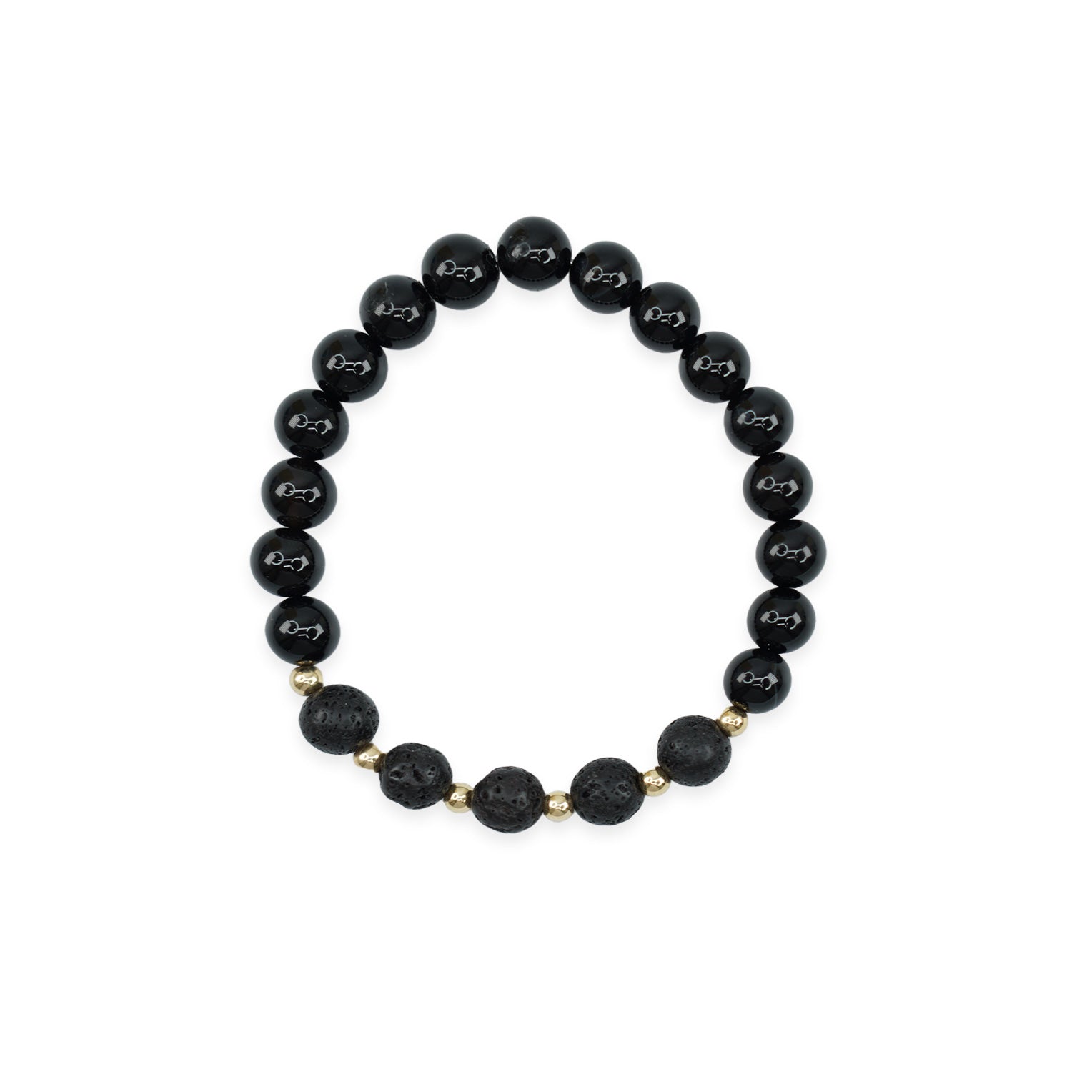 Black Onyx Lava Bead 14k Gold Filled 7