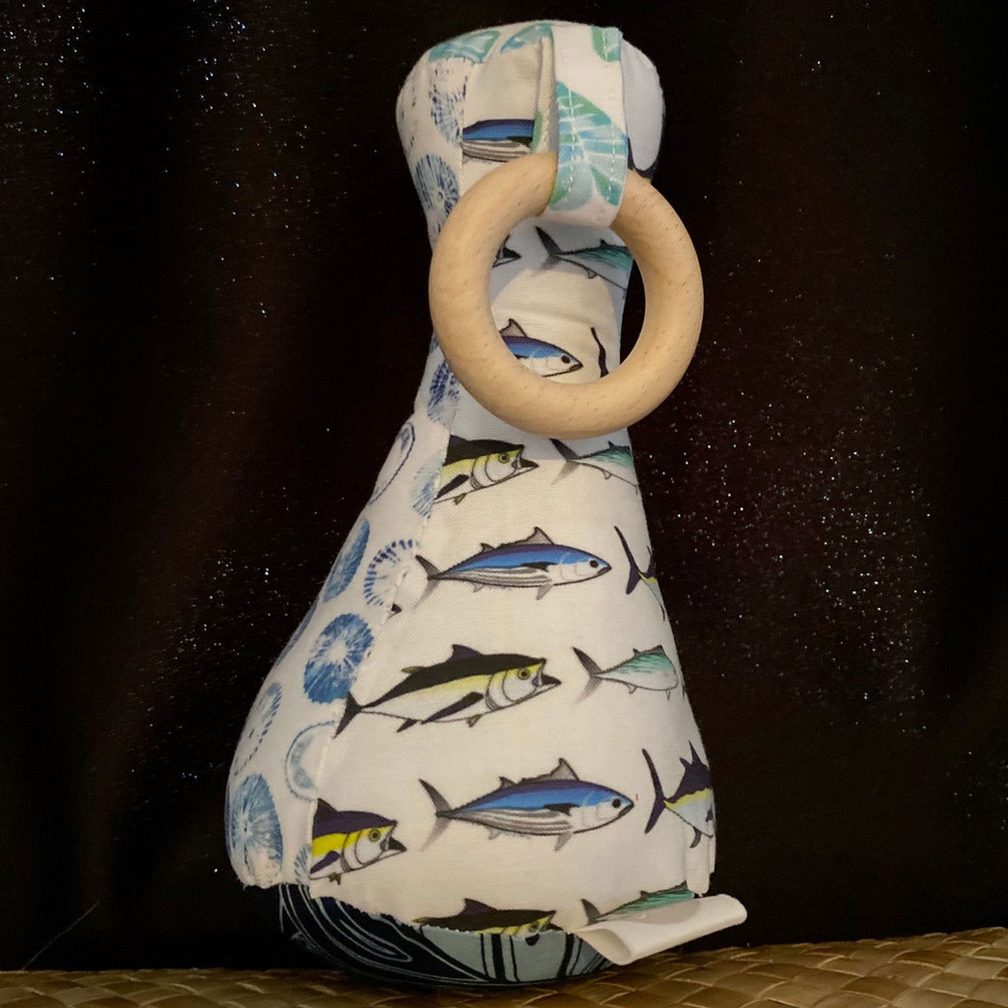 Handmade Patchwork Poi Pounder Baby Teething Toy - Ahi ʻOpihi