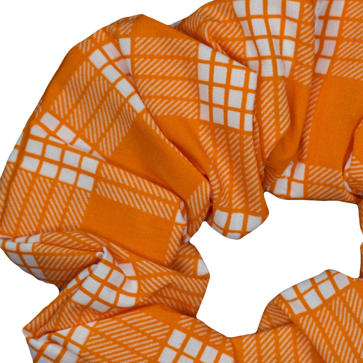 Palaka Orange Hawaiian Checkered Print Handsewn Scrunchie