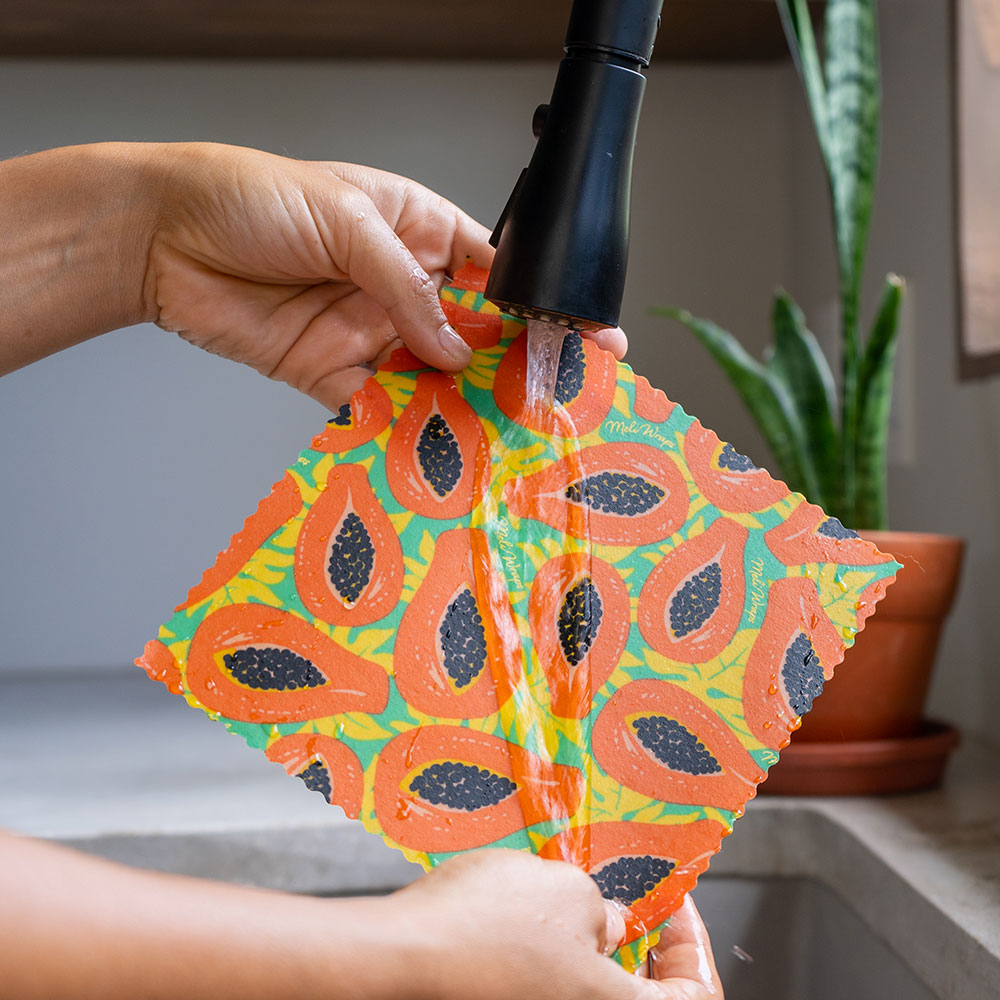 Reusable Handmade Organic Beeswax Food Wraps 3 Pack - Tropical Papaya