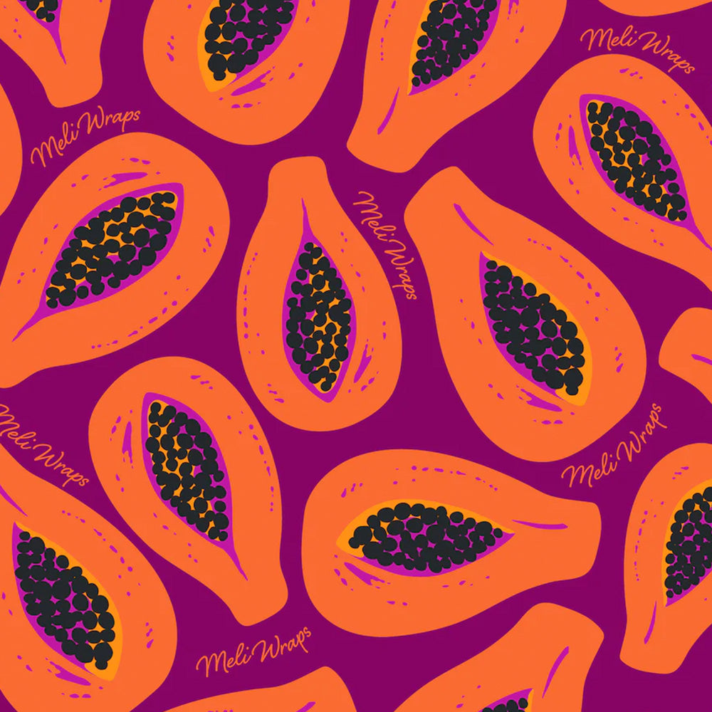 Reusable Handmade Organic Beeswax Food Wraps 3 Pack - Purple Papaya