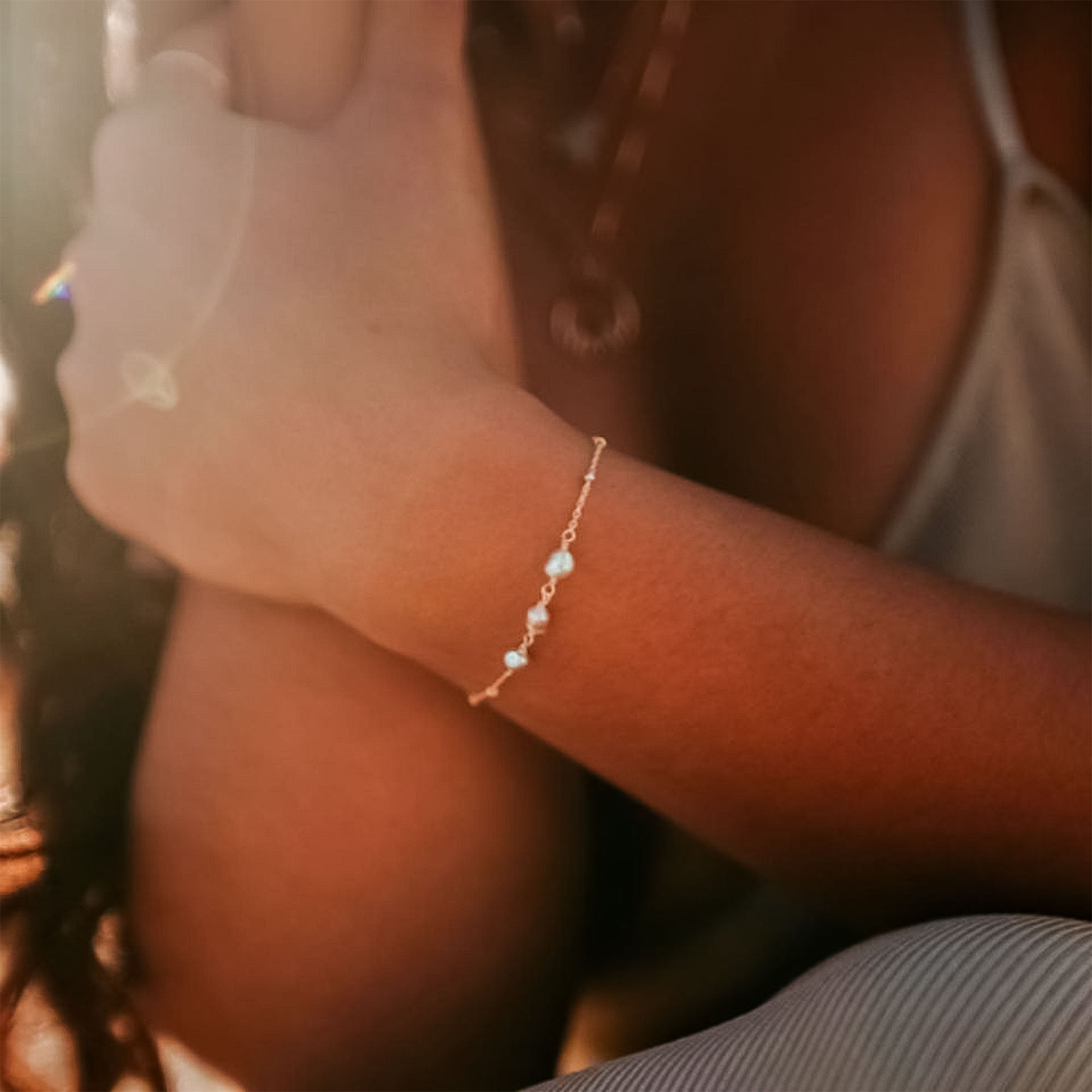 Natural Triple Mini Tahitian Keshi Pearl Bracelet