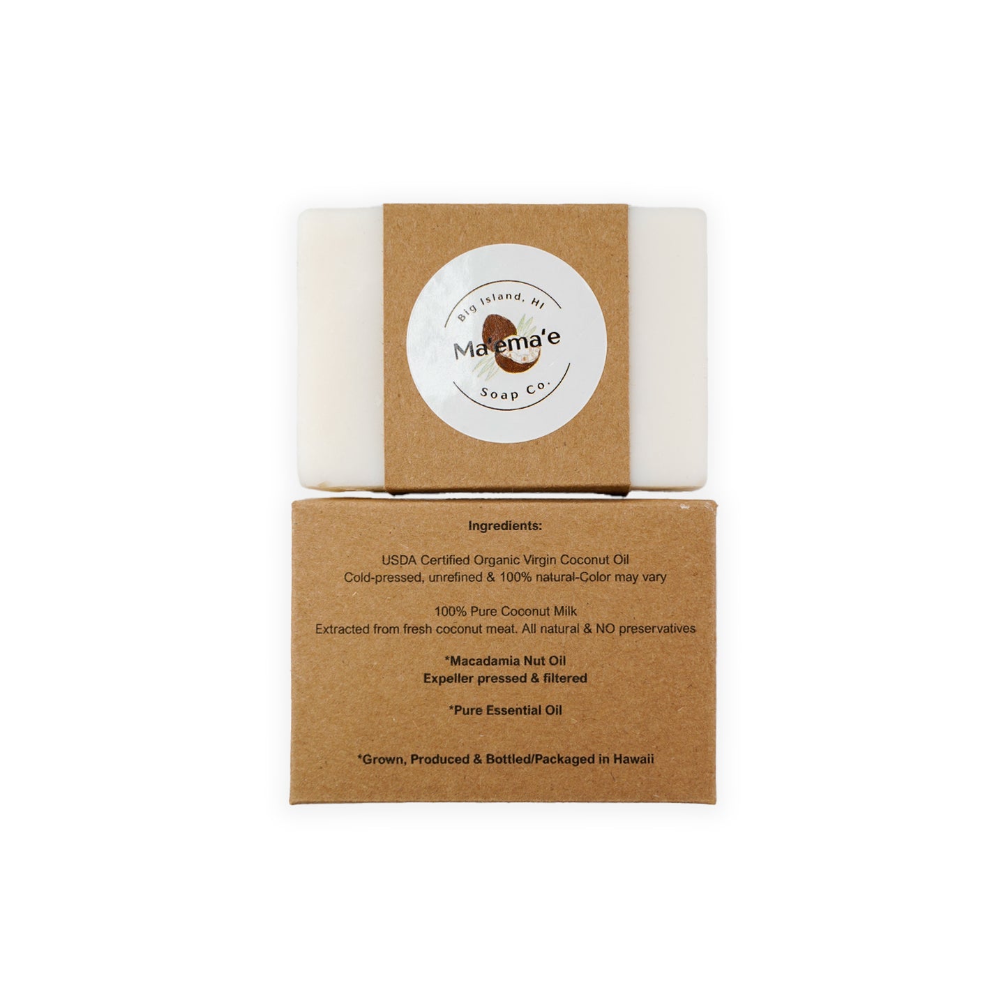 Organic All Natural Coconut Oil Artisan Soap - Pīkake 4oz