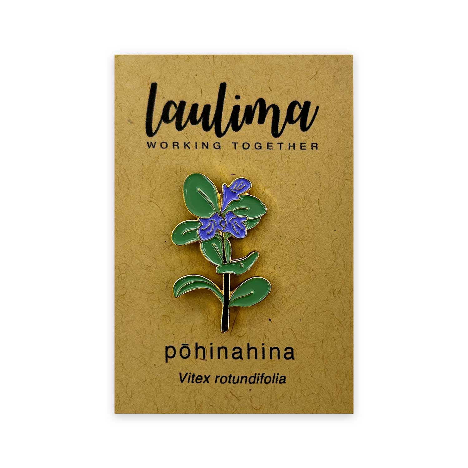 Native Hawaiian Pōhinahina Gold Enamel Pin