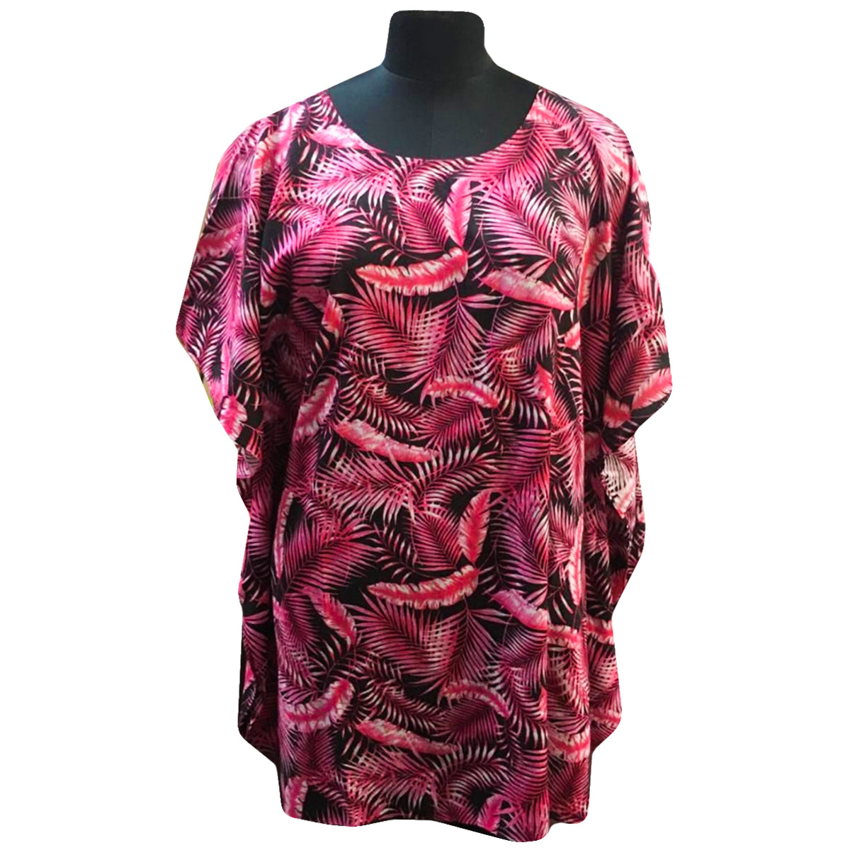 Tropical Leaf Print Poncho Mini Dress