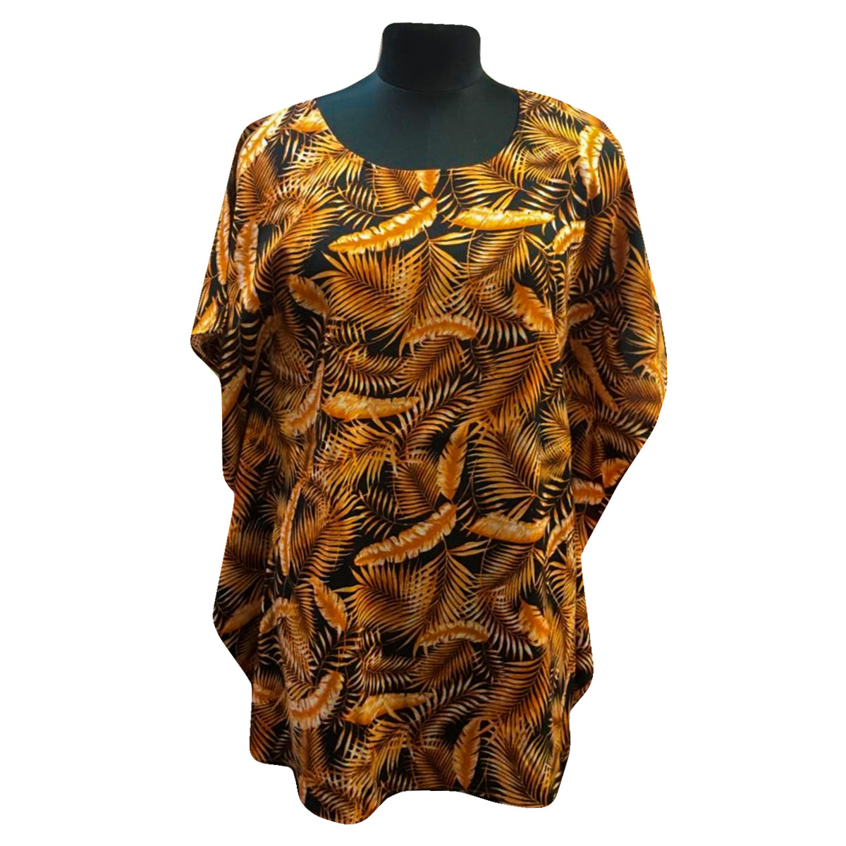 Tropical Leaf Print Poncho Mini Dress