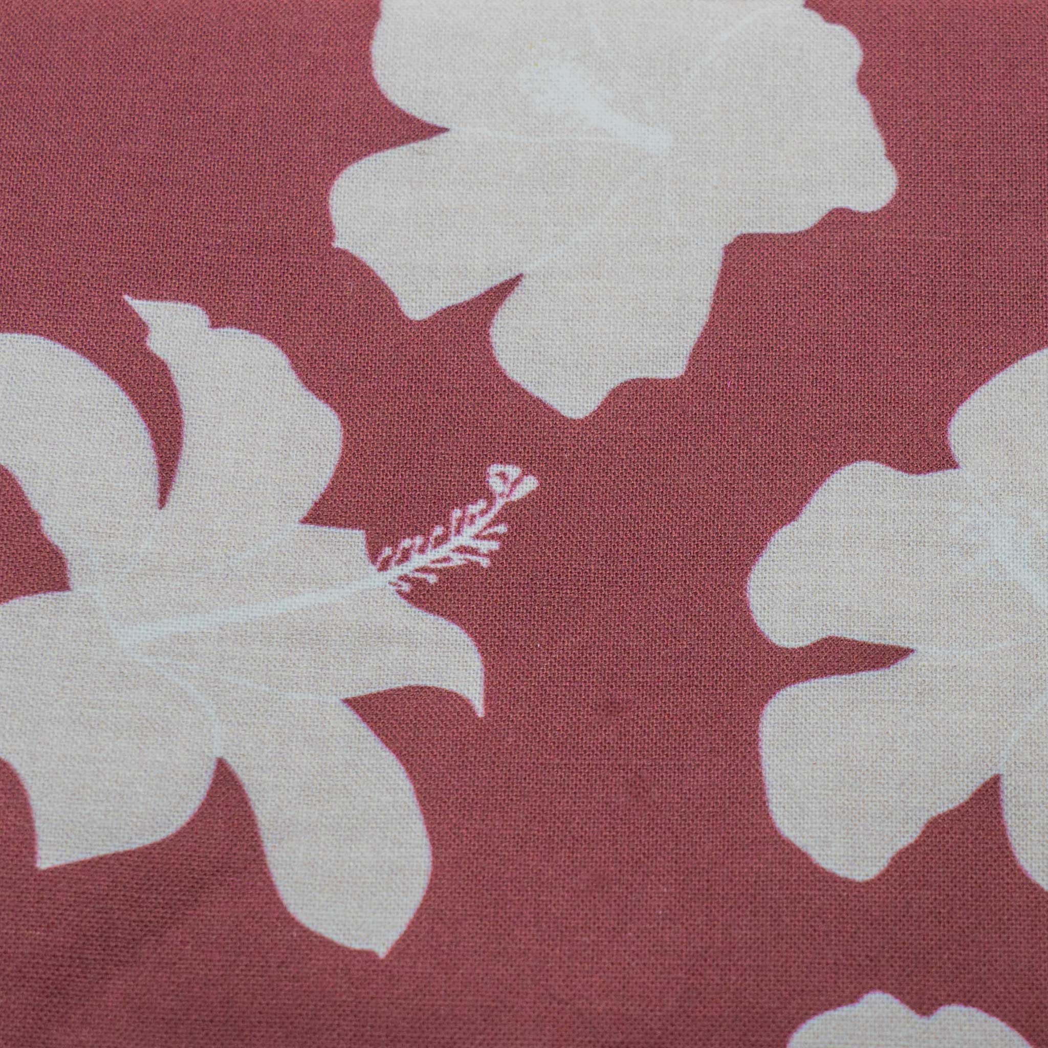 Handmade Cotton Canvas Burgundy Pink Hibiscus Flat-bottom Pouch