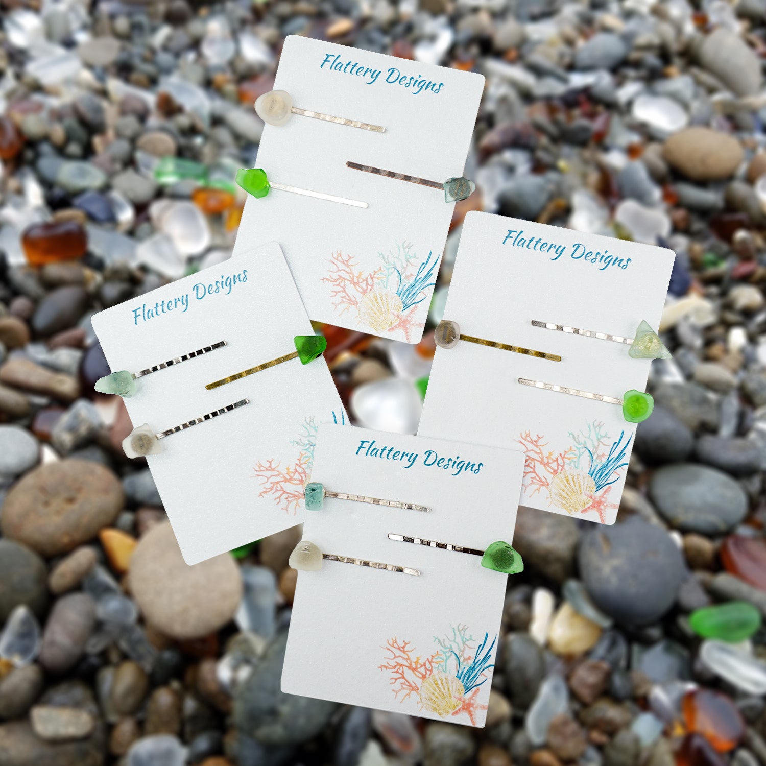 Hand-Collected Sea Glass Bobby Pin Three Pack