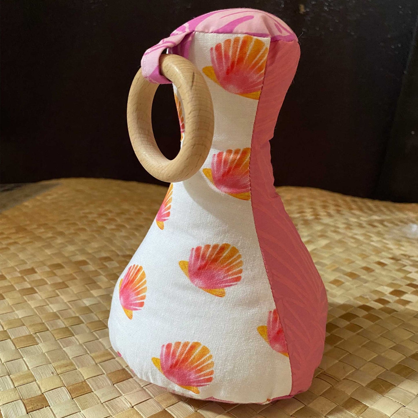 Handmade Patchwork Poi Pounder Baby Teething Toy - Sunrise Shell