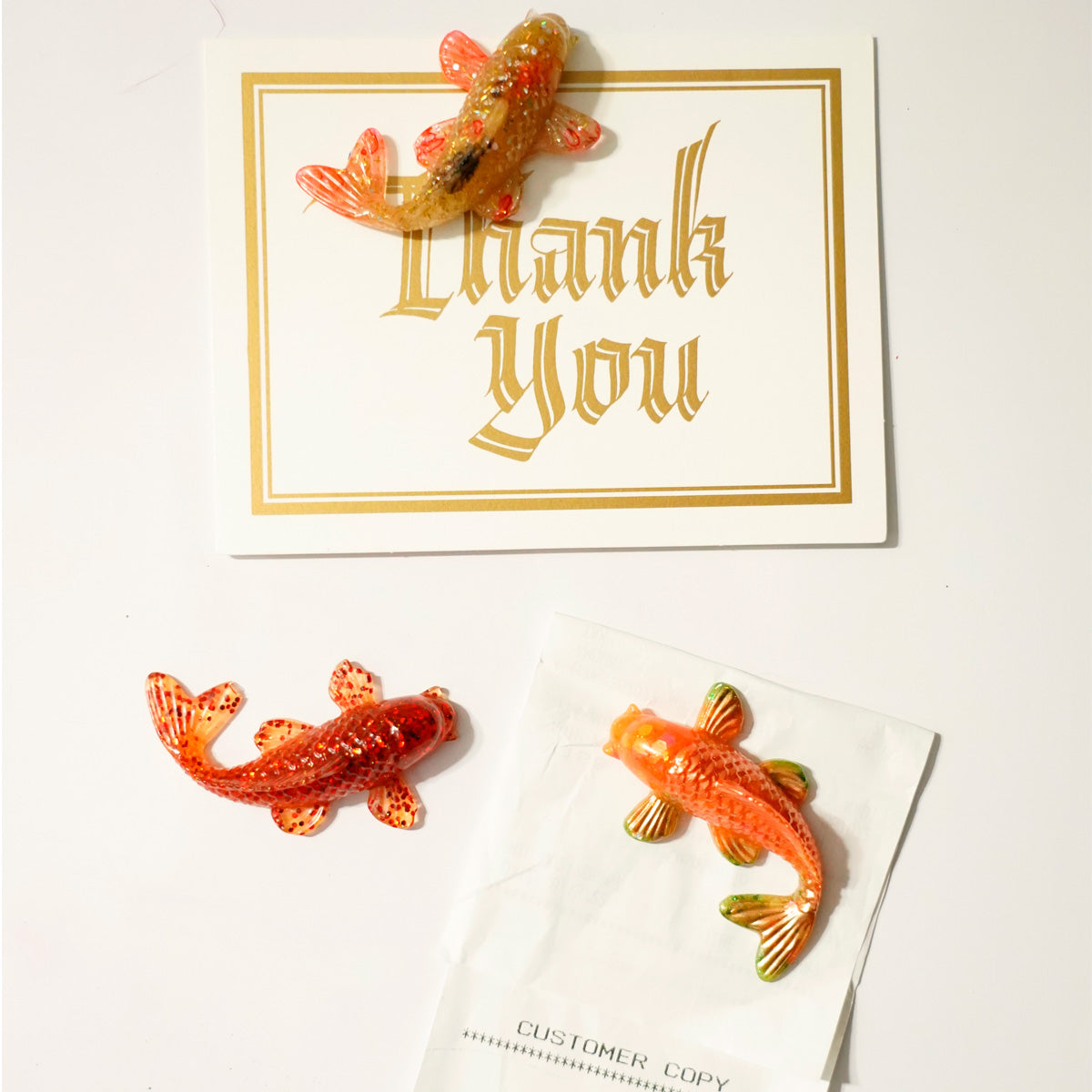 Lucky Koi Handmade resin Fridge Magnets - Tangerine